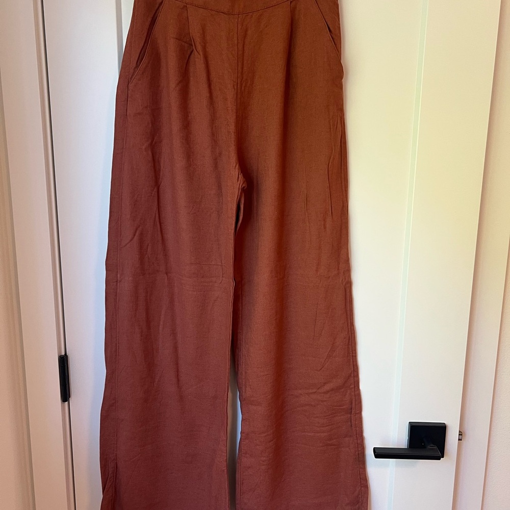 Women’s linen wide leg pull on pants